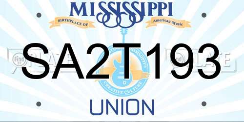 SA2T193 Mississippi License Plate