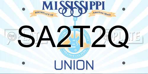 SA2T2Q Mississippi License Plate