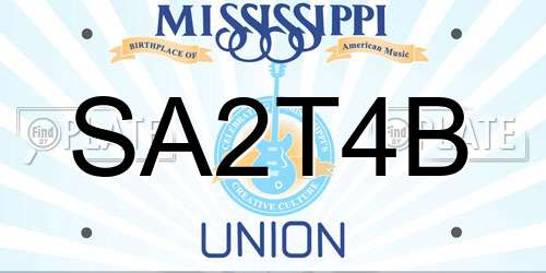 SA2T4B Mississippi License Plate
