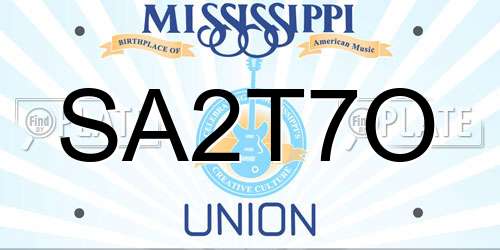 SA2T7O Mississippi License Plate