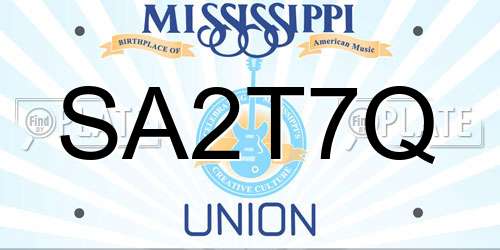 SA2T7Q Mississippi License Plate
