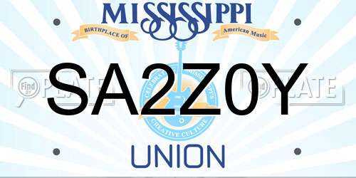SA2Z0Y Mississippi License Plate