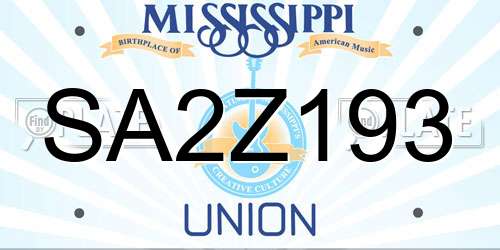 SA2Z193 Mississippi License Plate