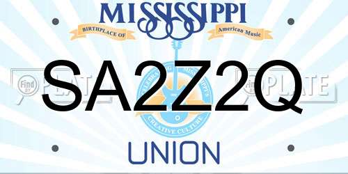 SA2Z2Q Mississippi License Plate