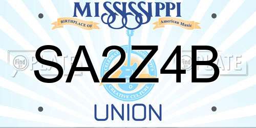 SA2Z4B Mississippi License Plate