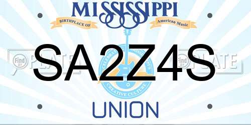 SA2Z4S Mississippi License Plate
