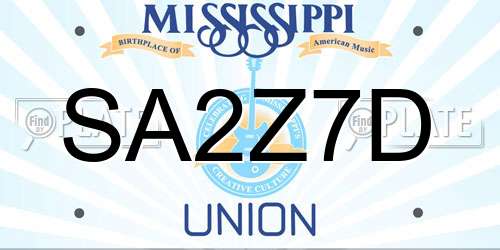 SA2Z7D Mississippi License Plate