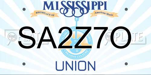 SA2Z7O Mississippi License Plate