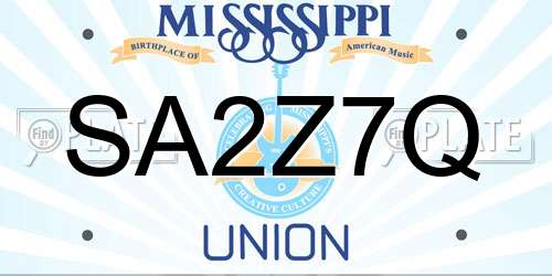 SA2Z7Q Mississippi License Plate