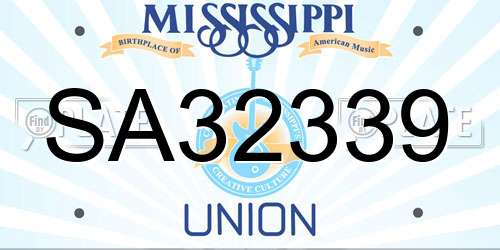 SA32339 Mississippi License Plate