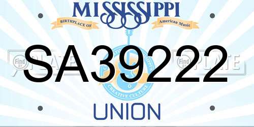 SA39222 Mississippi License Plate