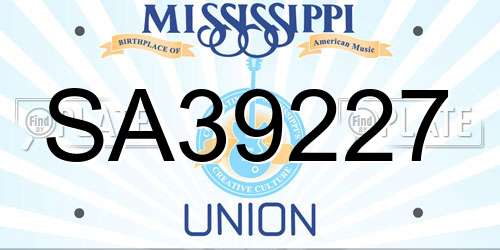 SA39227 Mississippi License Plate
