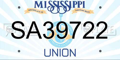 SA39722 Mississippi License Plate