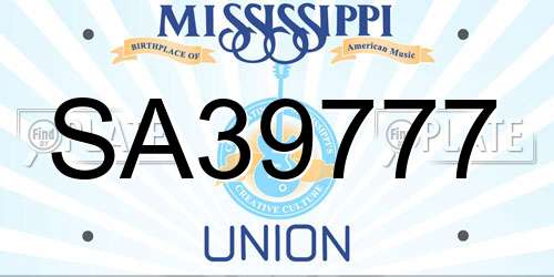 SA39777 Mississippi License Plate
