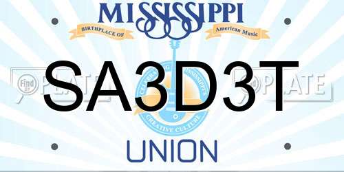 SA3D3T Mississippi License Plate