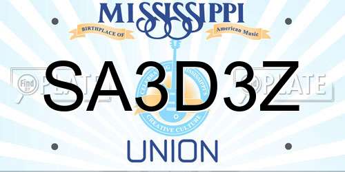 SA3D3Z Mississippi License Plate