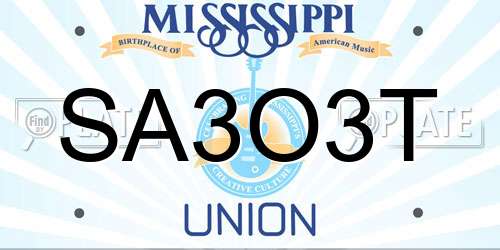 SA3O3T Mississippi License Plate