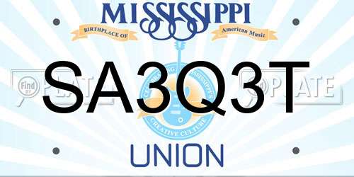 SA3Q3T Mississippi License Plate