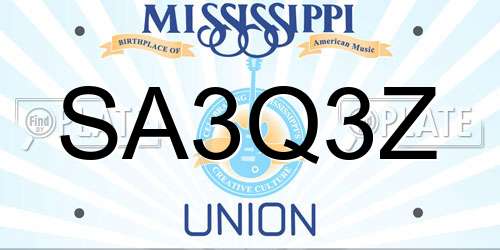 SA3Q3Z Mississippi License Plate