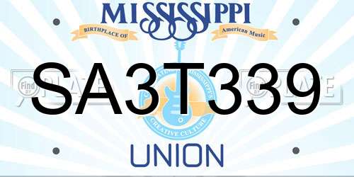 SA3T339 Mississippi License Plate