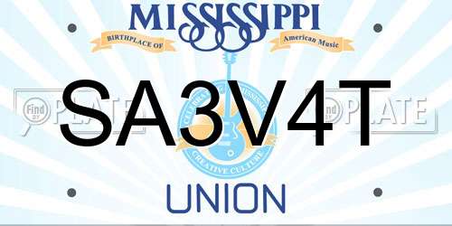 SA3V4T Mississippi License Plate