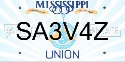 SA3V4Z Mississippi License Plate