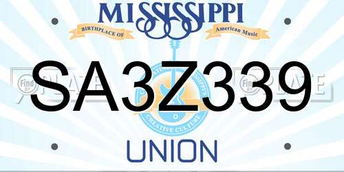 SA3Z339 Mississippi License Plate
