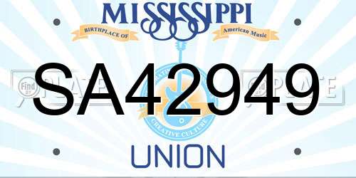 SA42949 Mississippi License Plate