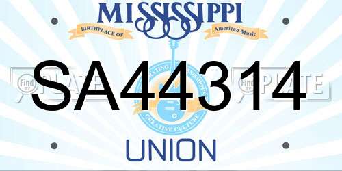 SA44314 Mississippi License Plate