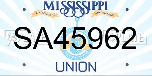 SA45962 Mississippi License Plate