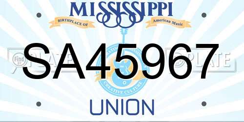 SA45967 Mississippi License Plate