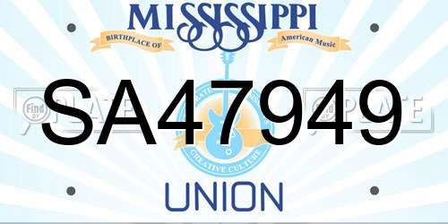 SA47949 Mississippi License Plate
