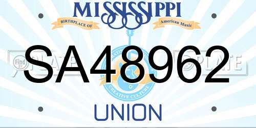 SA48962 Mississippi License Plate