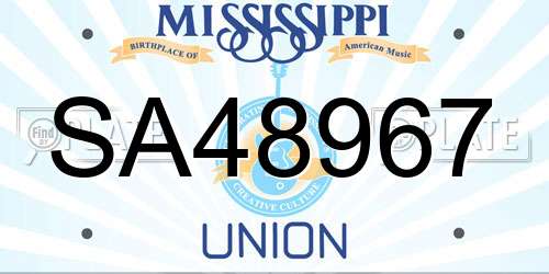 SA48967 Mississippi License Plate