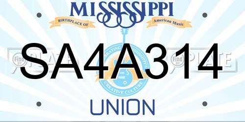 SA4A314 Mississippi License Plate