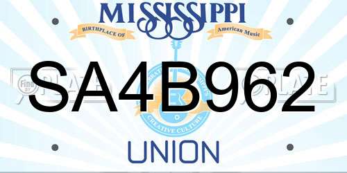 SA4B962 Mississippi License Plate