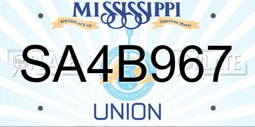 SA4B967 Mississippi License Plate