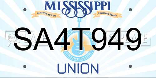 SA4T949 Mississippi License Plate