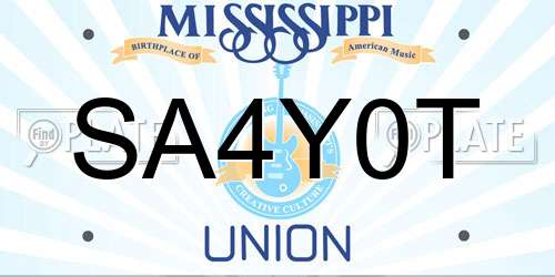 SA4Y0T Mississippi License Plate