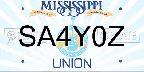 SA4Y0Z Mississippi License Plate