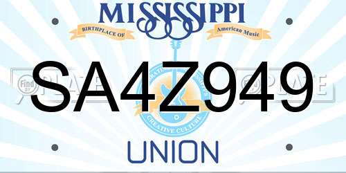 SA4Z949 Mississippi License Plate