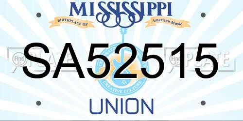 SA52515 Mississippi License Plate