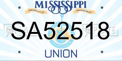 SA52518 Mississippi License Plate