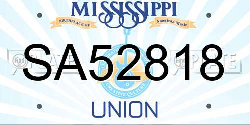 SA52818 Mississippi License Plate