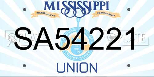 SA54221 Mississippi License Plate