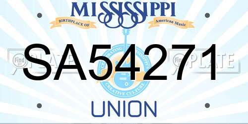 SA54271 Mississippi License Plate