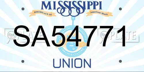 SA54771 Mississippi License Plate