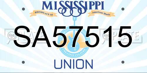 SA57515 Mississippi License Plate
