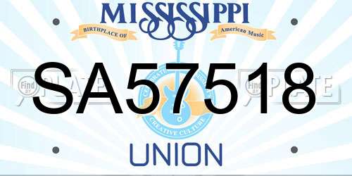 SA57518 Mississippi License Plate
