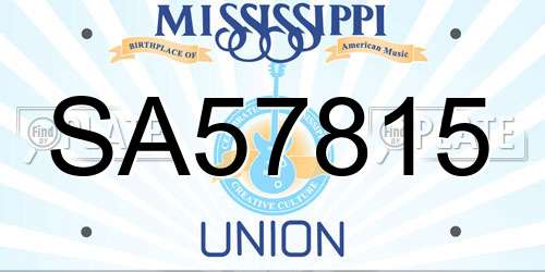 SA57815 Mississippi License Plate